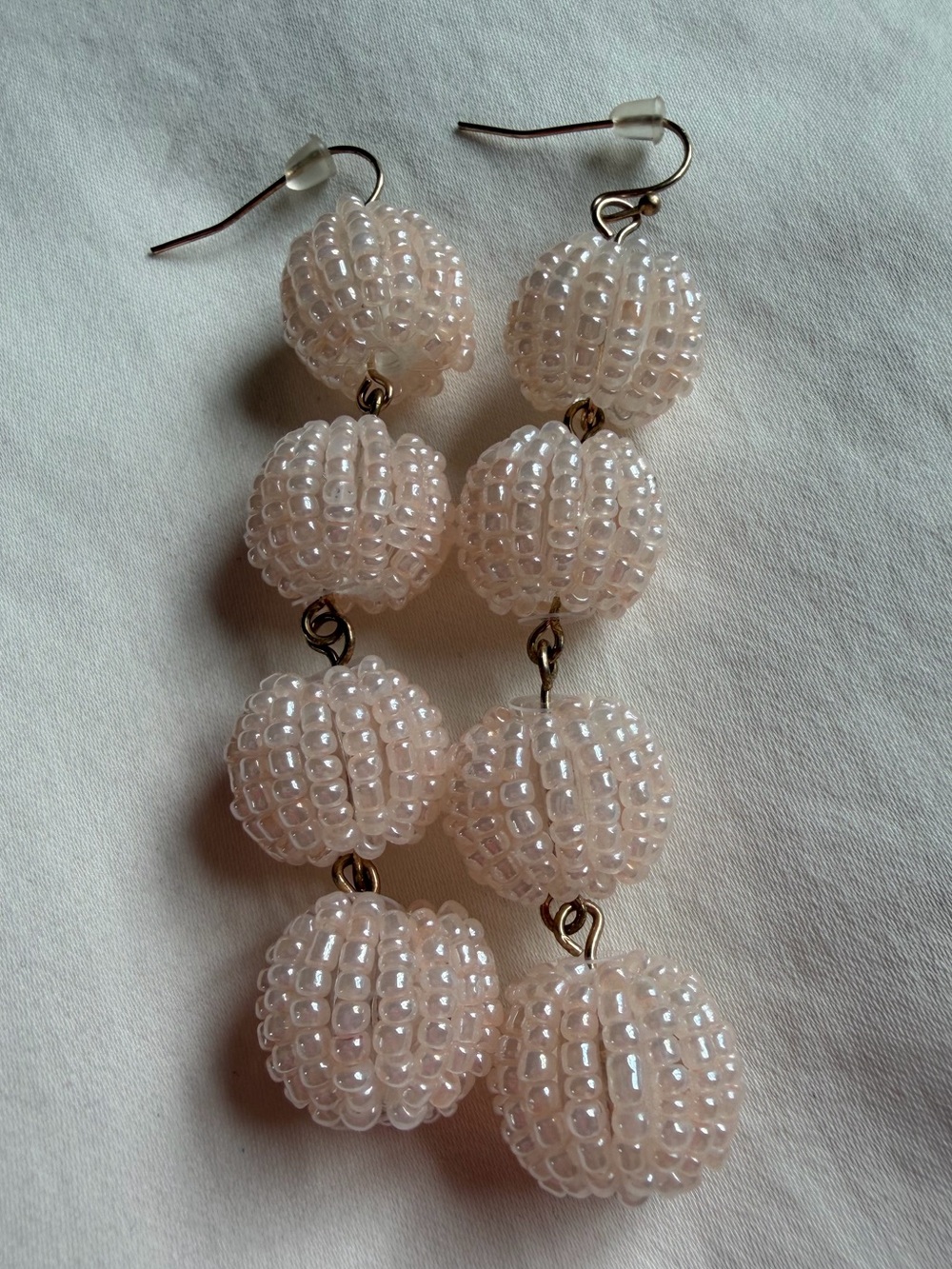 Pink Beaded Sphere Drop Earrings